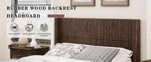 English Elm Eta:7.21-Ca:25 Solid Wood Queen Platform Bed Walnut Grain Integrated Headboard Floor W5819S00015