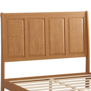 English Elm Queen Sleigh Bed Solid Rubberwood Tall Curved Headboard with Footboard Storage Bench W5819S00017