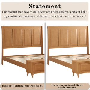 English Elm Queen Sleigh Bed Solid Rubberwood Tall Curved Headboard with Footboard Storage Bench W5819S00017