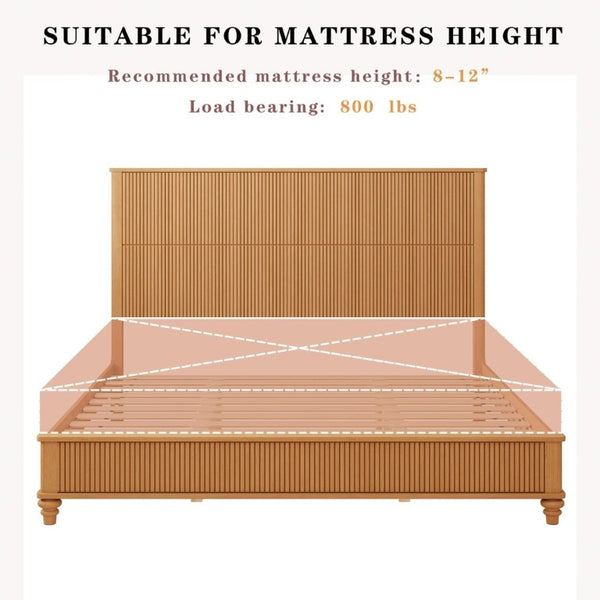 English Elm 3-Piece King Bedroom Set with Fluted Rubberwood Bed and Matching Nightstands W5819S00027