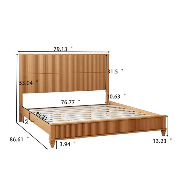 English Elm 3-Piece King Bedroom Set with Fluted Rubberwood Bed and Matching Nightstands W5819S00027