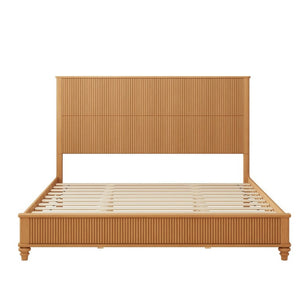English Elm 3-Piece King Bedroom Set with Fluted Rubberwood Bed and Matching Nightstands W5819S00027