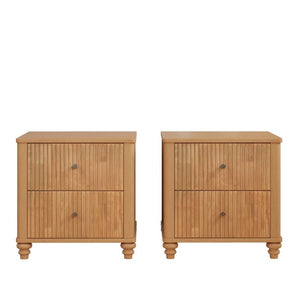 English Elm 3-Piece King Bedroom Set with Fluted Rubberwood Bed and Matching Nightstands W5819S00027
