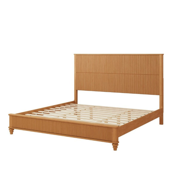 English Elm 3-Piece King Bedroom Set with Fluted Rubberwood Bed and Matching Nightstands W5819S00027