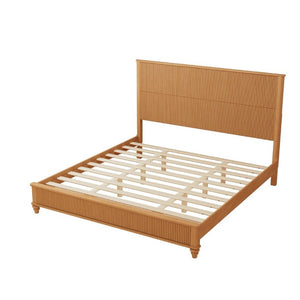 English Elm 3-Piece King Bedroom Set with Fluted Rubberwood Bed and Matching Nightstands W5819S00027