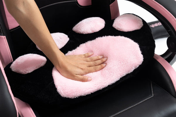 English Elm Cat Ears Gaming Chair Kawaii PU Leather Ergonomic Seat with Reclining Footrest Black W5822P488190
