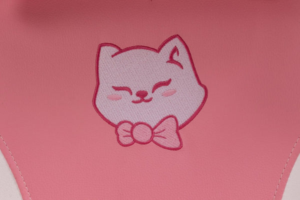 English Elm Cat Ears Gaming Chair Kawaii PU Leather Ergonomic Seat with Reclining Footrest Pink W5822P489034