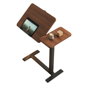 English Elm Mobile Height Adjustable Standing Desk with Tilting Split Surface for Home Office Walnut+Black W5858P489514