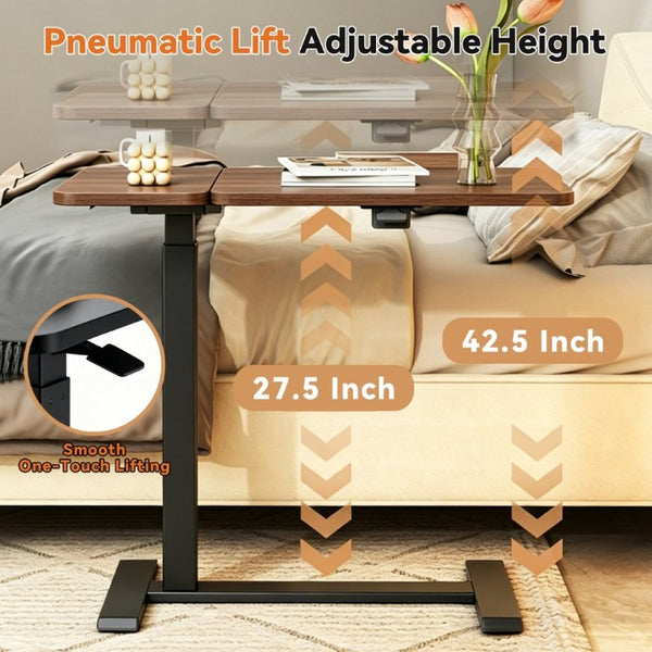 English Elm Mobile Height Adjustable Standing Desk with Tilting Split Surface for Home Office Walnut+Black W5858P489514
