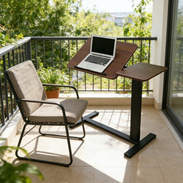 English Elm Mobile Height Adjustable Standing Desk with Tilting Split Surface for Home Office Walnut+Black W5858P489514