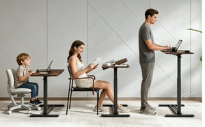English Elm Mobile Height Adjustable Standing Desk with Tilting Split Surface for Home Office Walnut+Black W5858P489514