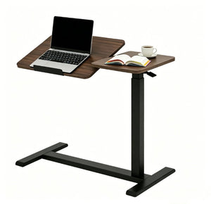 English Elm Mobile Height Adjustable Standing Desk with Tilting Split Surface for Home Office Walnut+Black W5858P489514