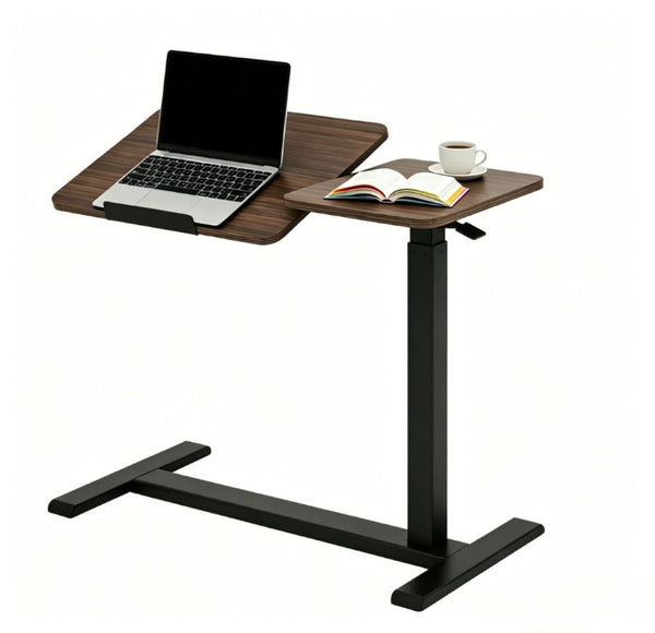 English Elm Mobile Height Adjustable Standing Desk with Tilting Split Surface for Home Office Walnut+Black W5858P489514