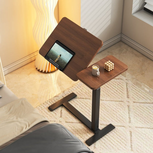 English Elm Mobile Height Adjustable Standing Desk with Tilting Split Surface for Home Office Walnut+Black W5858P489514
