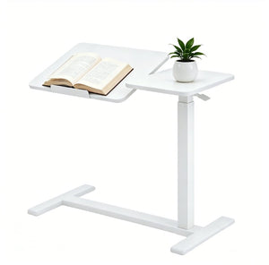 English Elm Mobile Height Adjustable Standing Desk with Tilting Split Surface for Home Office White W5858P489515