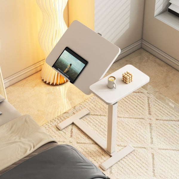 English Elm Mobile Height Adjustable Standing Desk with Tilting Split Surface for Home Office White W5858P489515