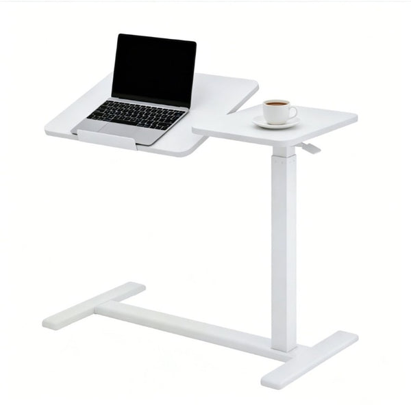 English Elm Mobile Height Adjustable Standing Desk with Tilting Split Surface for Home Office White W5858P489515