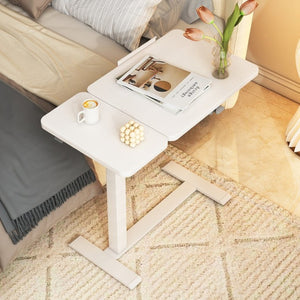 English Elm Mobile Height Adjustable Standing Desk with Tilting Split Surface for Home Office White W5858P489515