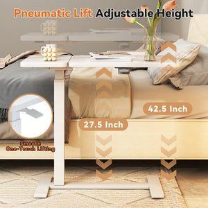 English Elm Mobile Height Adjustable Standing Desk with Tilting Split Surface for Home Office White W5858P489515
