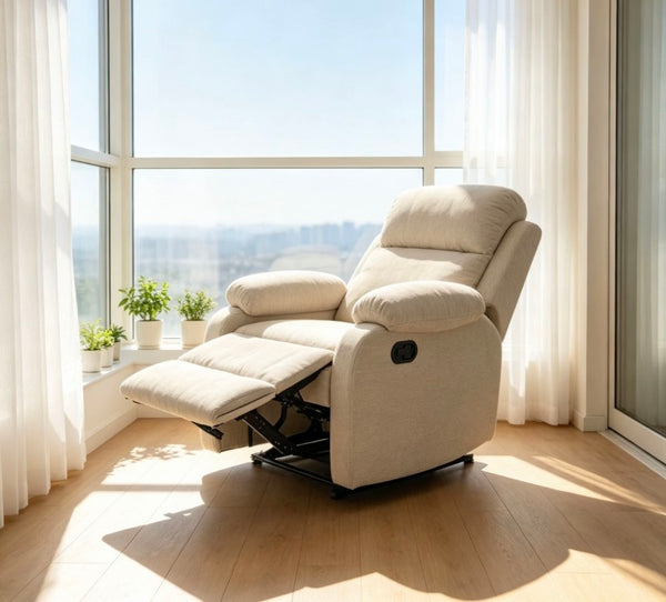 English Elm Manual Recliner Chenille Upholstered Lounge Chair 400Lb Capacity for Compact Living Spaces W5870P518768