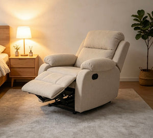English Elm Manual Recliner Chenille Upholstered Lounge Chair 400Lb Capacity for Compact Living Spaces W5870P518768