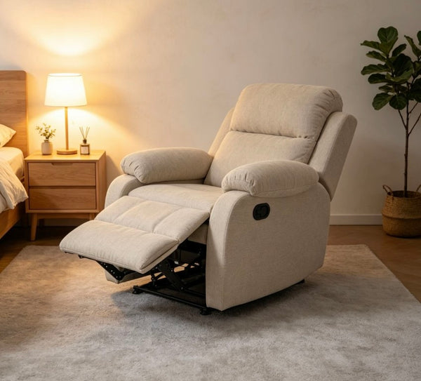 English Elm Manual Recliner Chenille Upholstered Lounge Chair 400Lb Capacity for Compact Living Spaces W5870P518768