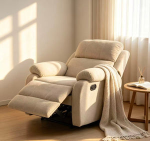 English Elm Manual Recliner Chenille Upholstered Lounge Chair 400Lb Capacity for Compact Living Spaces W5870P518768
