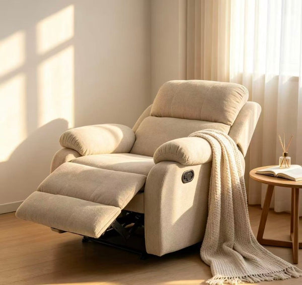 English Elm Manual Recliner Chenille Upholstered Lounge Chair 400Lb Capacity for Compact Living Spaces W5870P518768