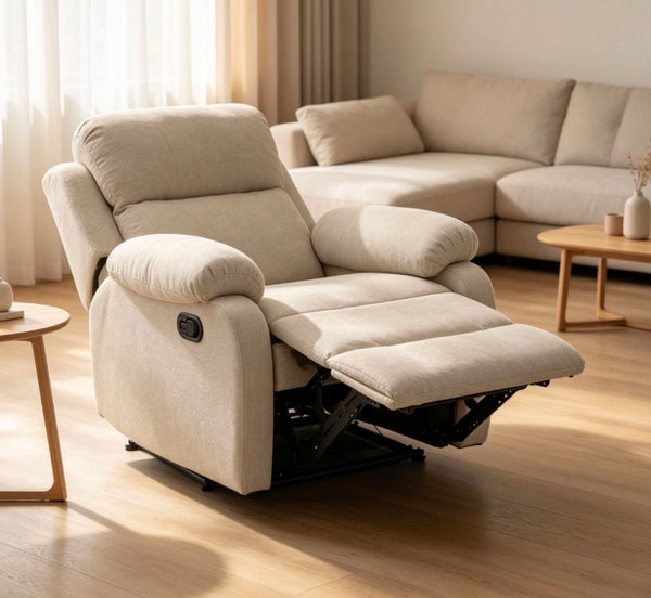 English Elm Manual Recliner Chenille Upholstered Lounge Chair 400Lb Capacity for Compact Living Spaces W5870P518768