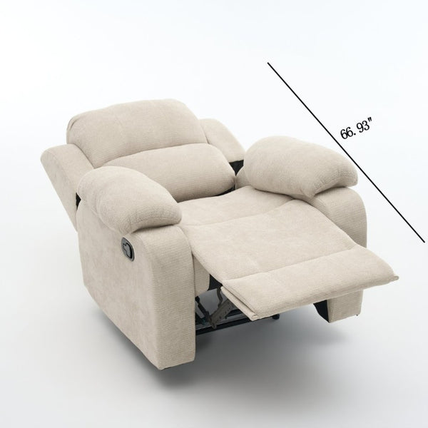 English Elm Manual Recliner Chenille Upholstered Lounge Chair 400Lb Capacity for Compact Living Spaces W5870P518768