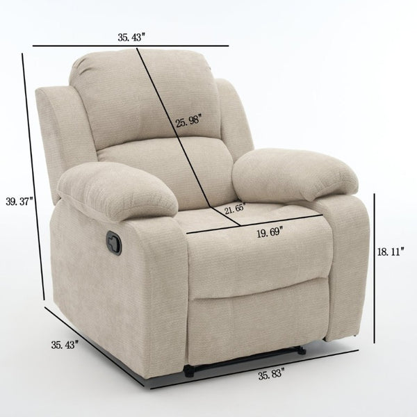 English Elm Manual Recliner Chenille Upholstered Lounge Chair 400Lb Capacity for Compact Living Spaces W5870P518768