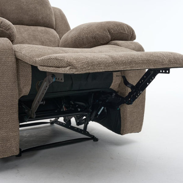 English Elm Manual Recliner Chair Chenille Upholstered Lounge Seat for Small Space Living Rooms Khaki W5870P518773