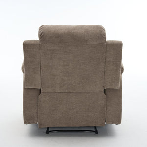 English Elm Manual Recliner Chair Chenille Upholstered Lounge Seat for Small Space Living Rooms Khaki W5870P518773
