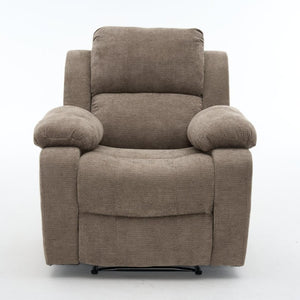 English Elm Manual Recliner Chair Chenille Upholstered Lounge Seat for Small Space Living Rooms Khaki W5870P518773