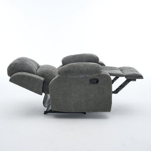 English Elm Manual Recliner Chair Chenille Upholstered Lounge Seat for Small Space Living Rooms Antique Dark Grey W5870P518778