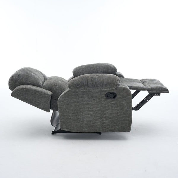 English Elm Manual Recliner Chair Chenille Upholstered Lounge Seat for Small Space Living Rooms Antique Dark Grey W5870P518778