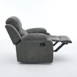 English Elm Manual Recliner Chair Chenille Upholstered Lounge Seat for Small Space Living Rooms Antique Dark Grey W5870P518778