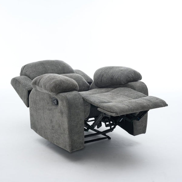 English Elm Manual Recliner Chair Chenille Upholstered Lounge Seat for Small Space Living Rooms Antique Dark Grey W5870P518778
