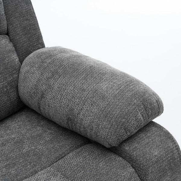 English Elm Manual Recliner Chair Chenille Upholstered Lounge Seat for Small Space Living Rooms Antique Dark Grey W5870P518778
