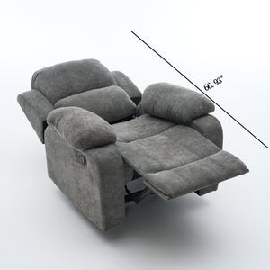 English Elm Manual Recliner Chair Chenille Upholstered Lounge Seat for Small Space Living Rooms Antique Dark Grey W5870P518778