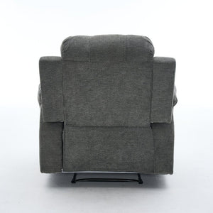 English Elm Manual Recliner Chair Chenille Upholstered Lounge Seat for Small Space Living Rooms Antique Dark Grey W5870P518778