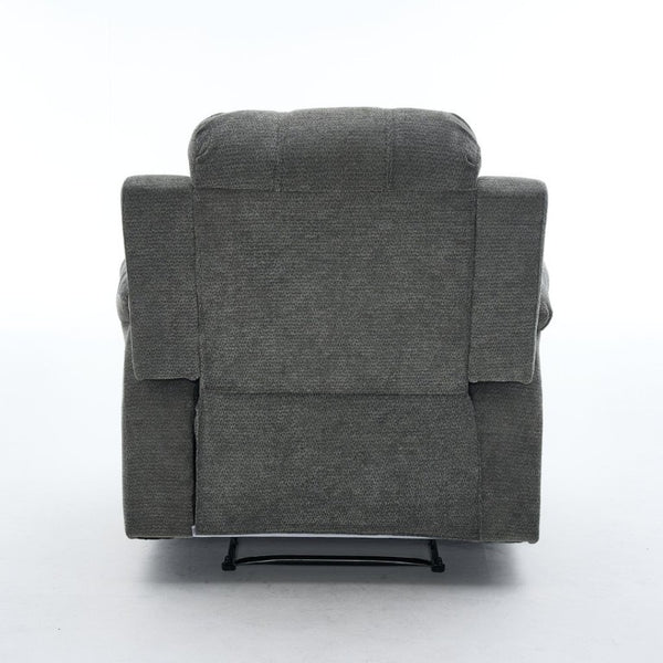 English Elm Manual Recliner Chair Chenille Upholstered Lounge Seat for Small Space Living Rooms Antique Dark Grey W5870P518778