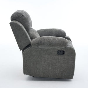 English Elm Manual Recliner Chair Chenille Upholstered Lounge Seat for Small Space Living Rooms Antique Dark Grey W5870P518778