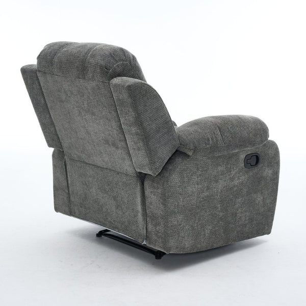 English Elm Manual Recliner Chair Chenille Upholstered Lounge Seat for Small Space Living Rooms Antique Dark Grey W5870P518778