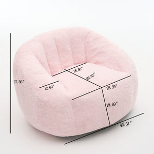 English Elm High-Density Foam Pumpkin Bean Bag Chair Corduroy Velvet Floor Seat Living Room W5870P523892