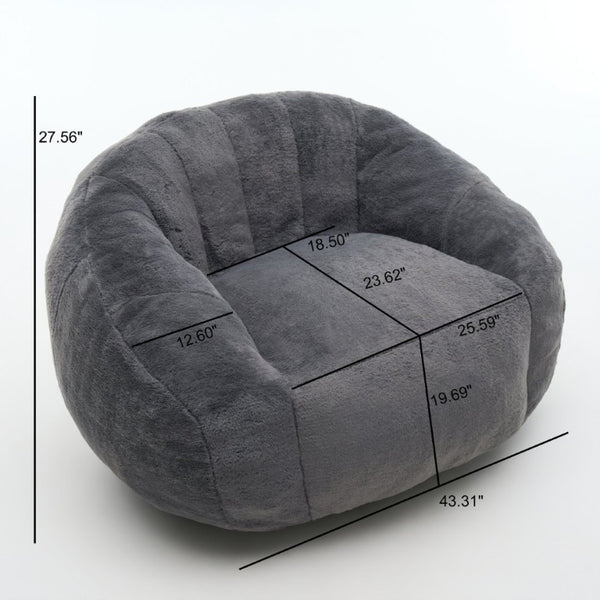 English Elm High-Density Foam Pumpkin Sofa Bed with Plush Fur Upholstery for Cozy Compact Spaces W5870P523908