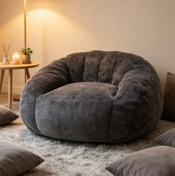 English Elm High-Density Foam Pumpkin Sofa Bed with Plush Fur Upholstery for Cozy Compact Spaces W5870P523908