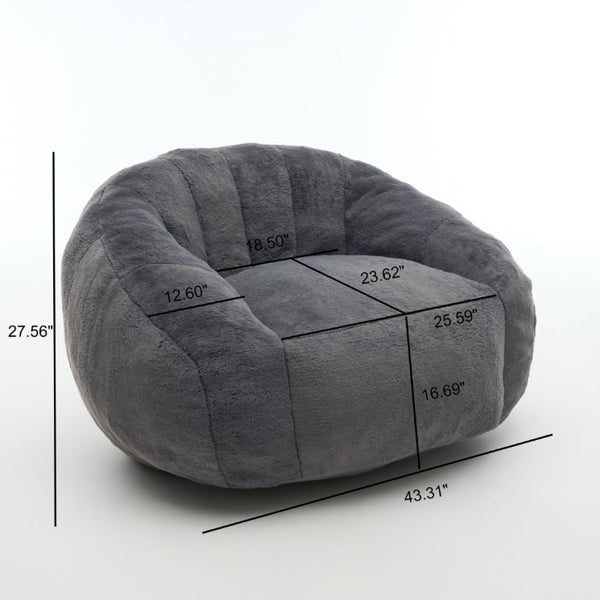 English Elm High-Density Foam Pumpkin Sofa Bed with Plush Fur Upholstery for Cozy Compact Spaces W5870P523908