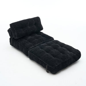 English Elm Folding Floor Lounge Chair Sleeper with Shredded Foam Fill for Studio or Guest Room Black W5870P523983