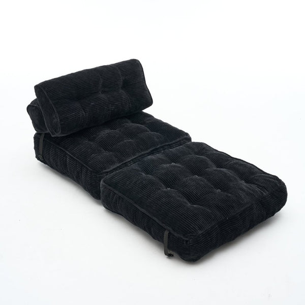 English Elm Folding Floor Lounge Chair Sleeper with Shredded Foam Fill for Studio or Guest Room Black W5870P523983